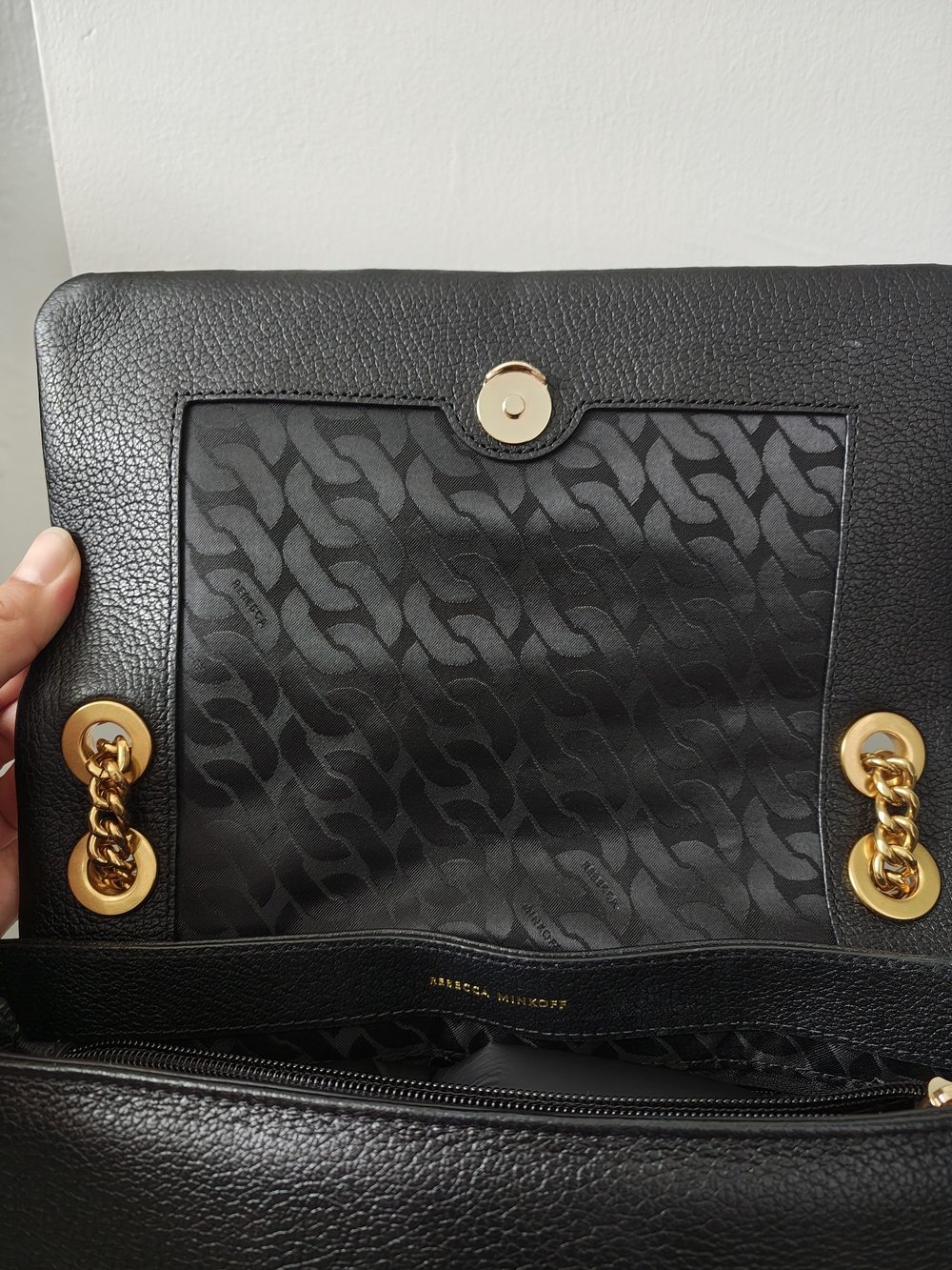 Rebecca Minkoff Black Leather Edie Flap Shoulder Bag with Celestial Studs - Picture 4 of 10